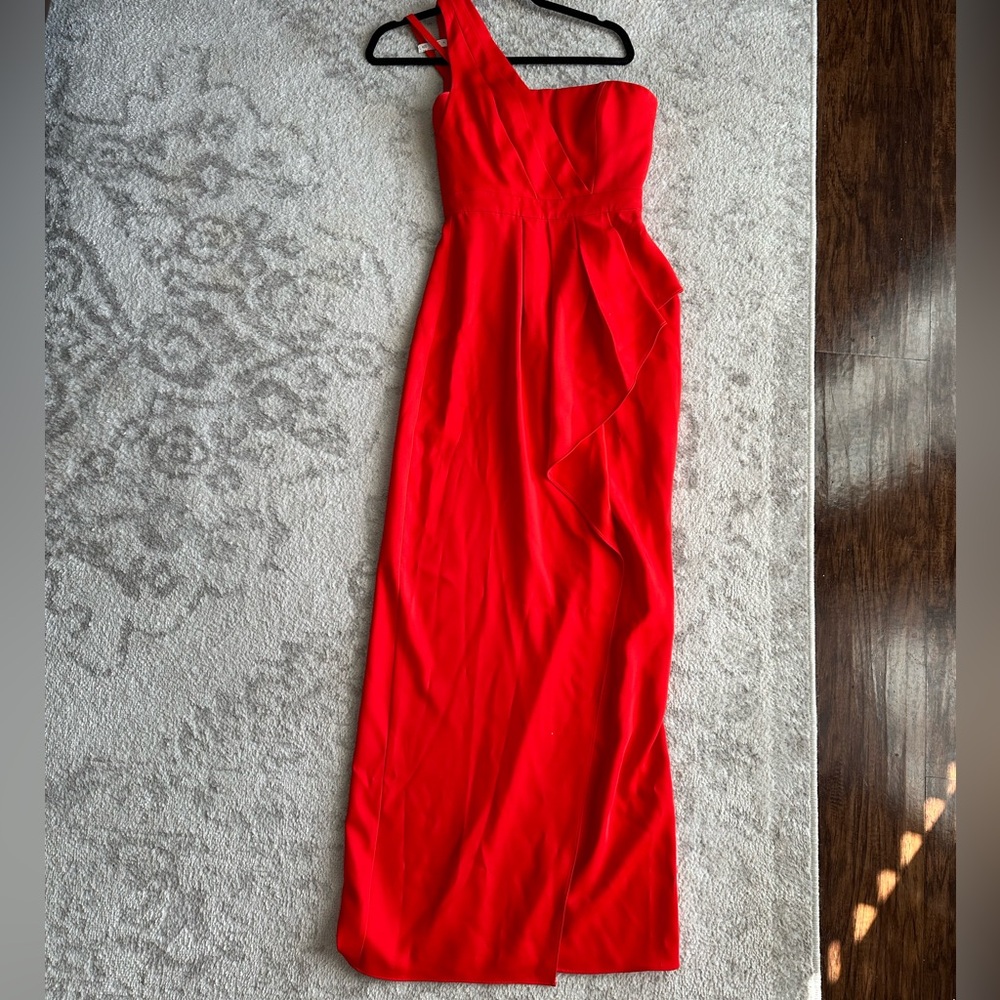 KRISTINE ONE-SHOULDER PEPLUM GOWN
